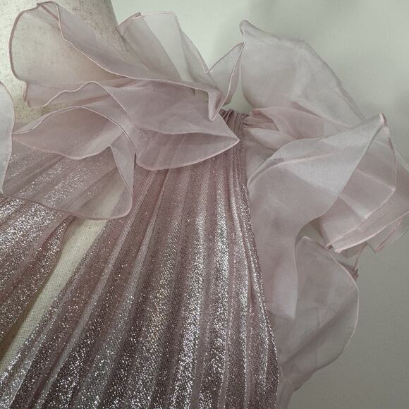 Giambattista Valli Midi Dress Size 42 Pleated Silk Babydoll Princess Romantic - Picture 5 of 13